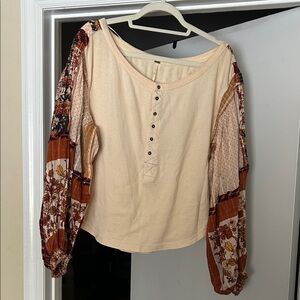 Bohemian Cream and Multicolor Patchwork Top